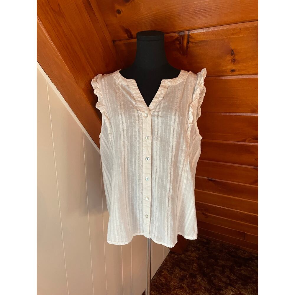 Jane + Delancey White Cotton Ruffle Sleeve Blouse sz 1X